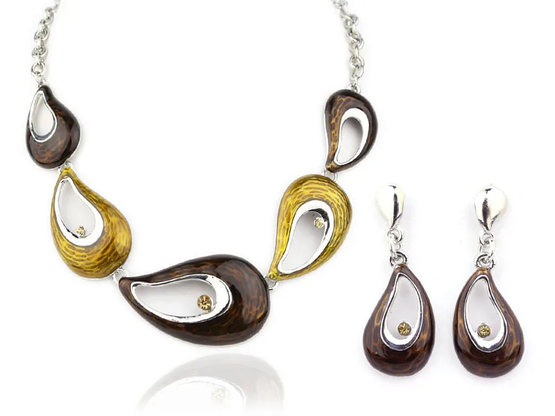 Классический высококачественный ювелирный набор в виде листьев и эмали ожерелья