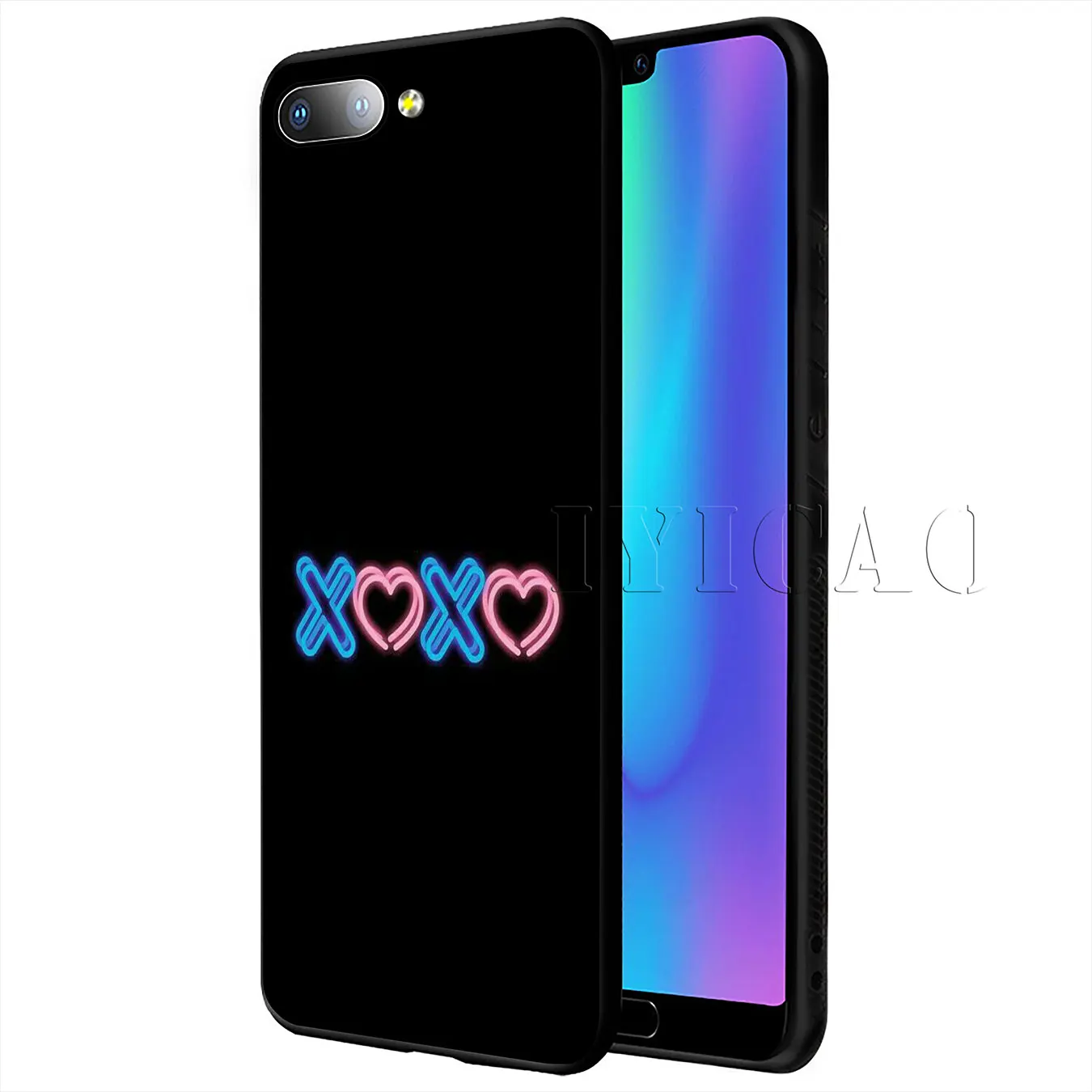 IYICAO цветной текст на черном фоне мягкий чехол для Huawei P20 Pro P10 P8 P9 P30 Lite Mini 2017 P Smart