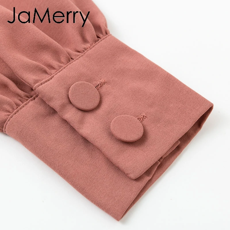 JaMerry винтажный элегантный женский комбинезон с длинными рукавами поясом