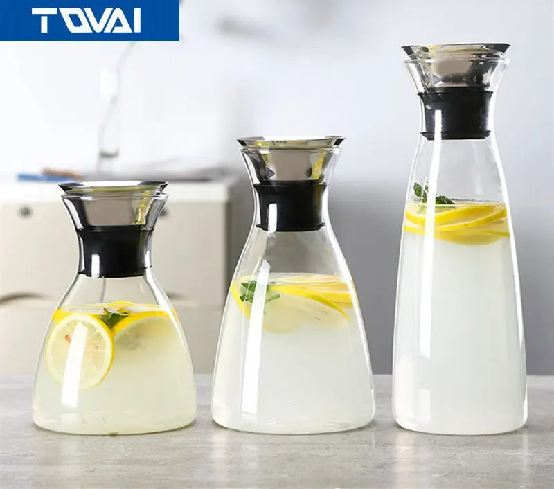 TQVAI-Waterpot Tea Wine Teapot 750-1000ml Kettle Glass Jug Coffee Pot Juice Container Large Capacity Cold Water | Дом и сад
