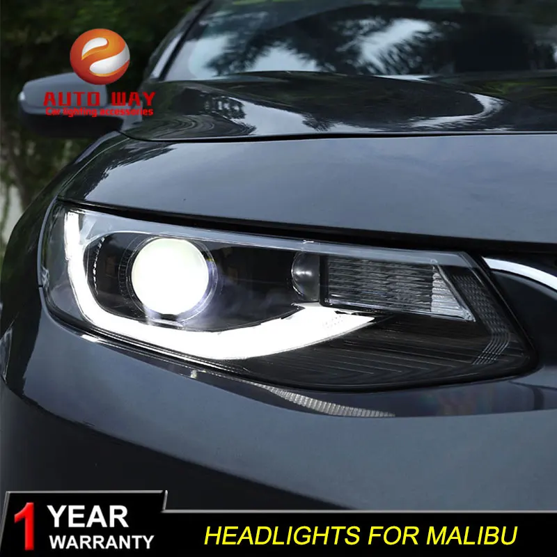 Автомобильный Стильный чехол на голову для Chevrolet Malibu фары светодиодный фара Malibu DRL Объектив Двойной Луч Биксенон HID