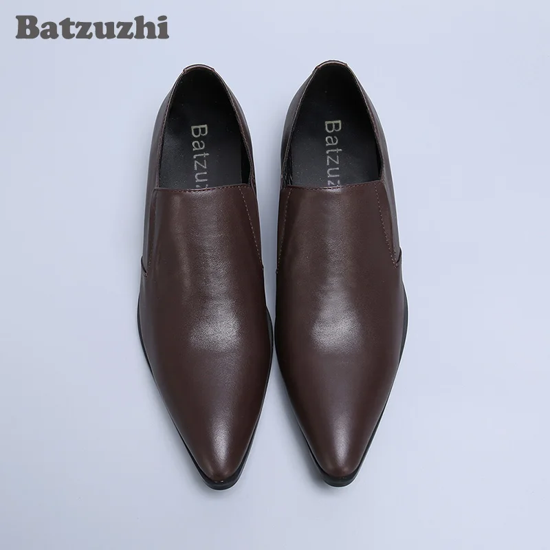 Туфли Batzuzhi мужские из натуральной кожи заостренный носок без застежки