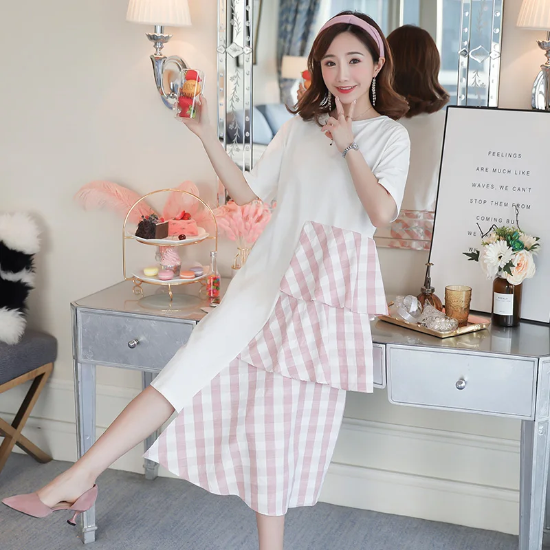 2019 Новое поступление платье для беременных женские Лоскутные большой Размеры