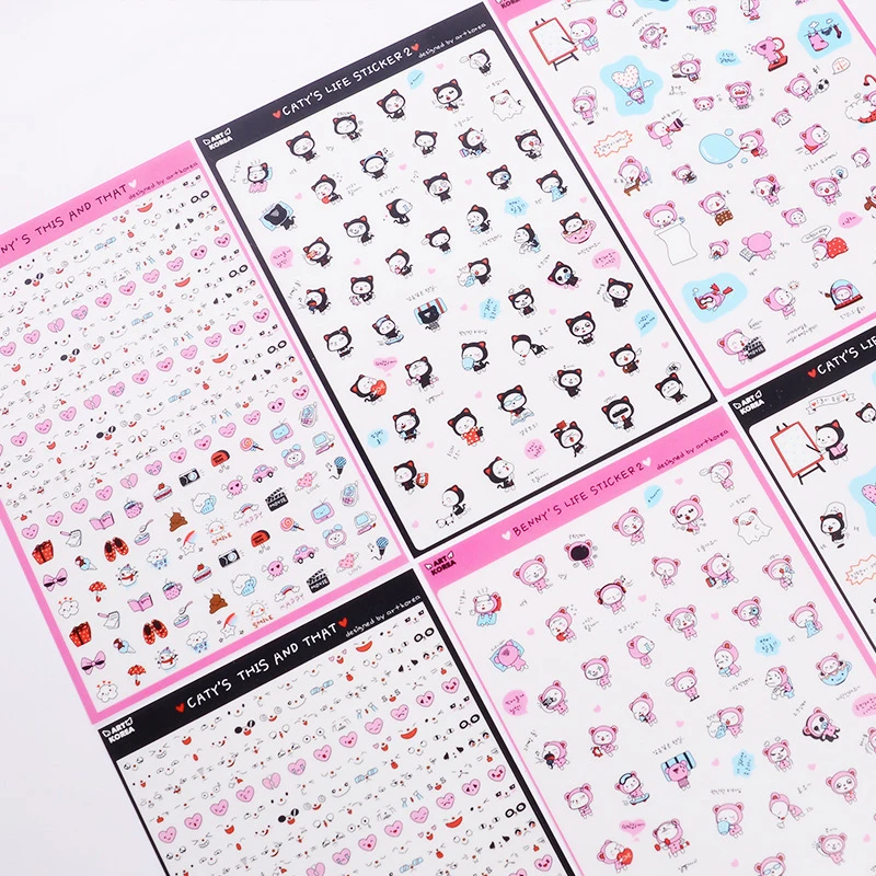 6 листов/Набор Kawaii мульти Кот дневник наклейка сделай сам Скрапбукинг стикер для