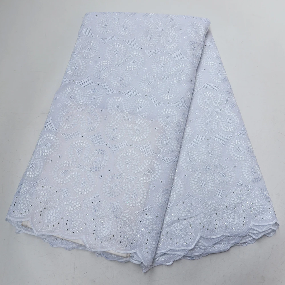 

White Swiss voile laces in Switzerland 2019 embroidered stones African dry lace fabrics high quality Nigerian cotton polish lace