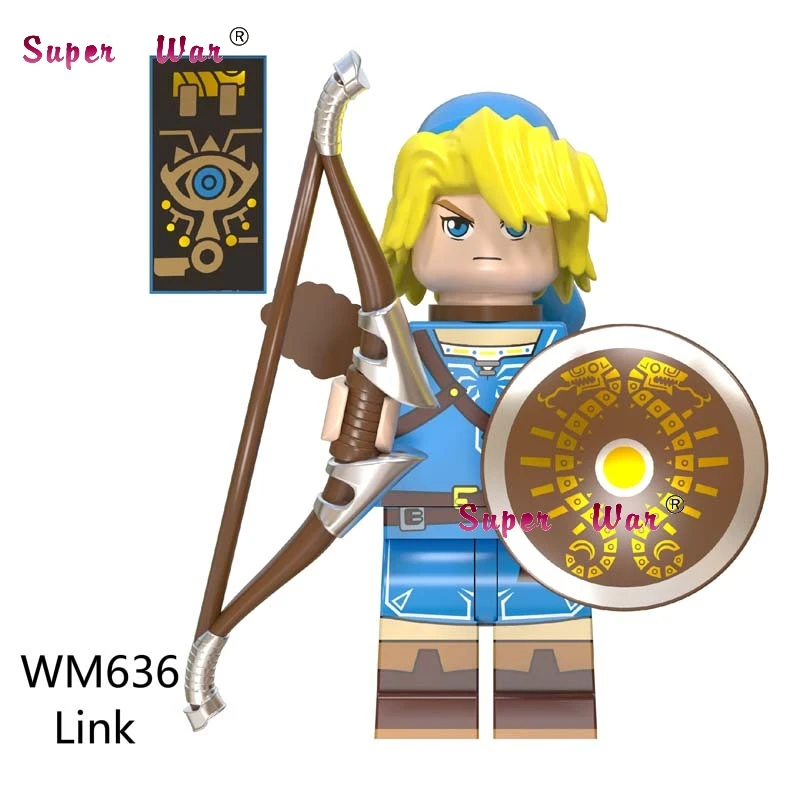WM636 Один строительные блоки мультфильм ссылка игра щит меч лучник Броня звуковые игрушки для детей - Цвет: WM636