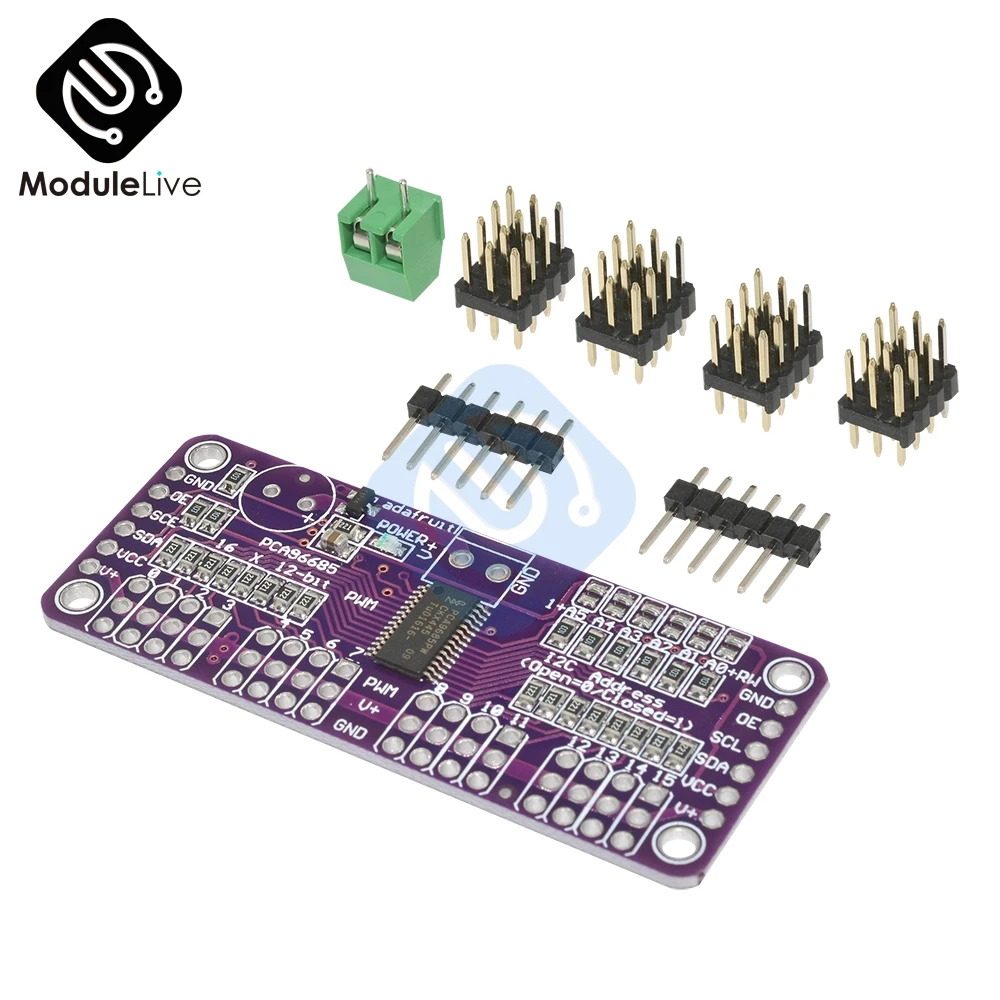 PCA9685 16 канальный 12 битный PWM сервопривод интерфейс I2C IIC 1 6 кГц ШИМ модуль