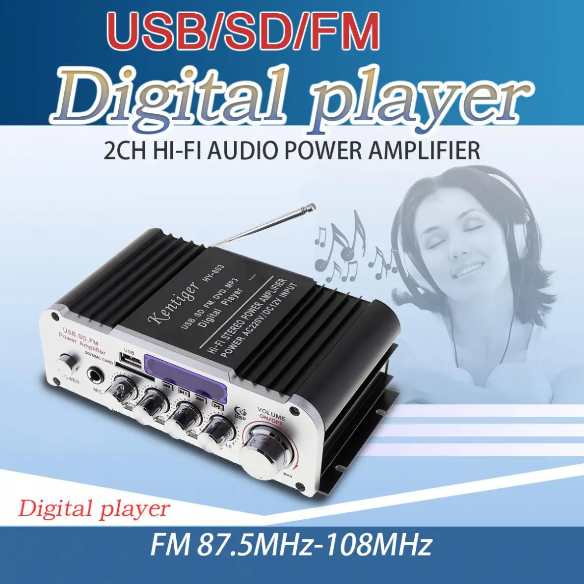 Автомобильный усилитель 12В 2CH Hi Fi Bluetooth Авто Аудио Мощность FM радио плеер