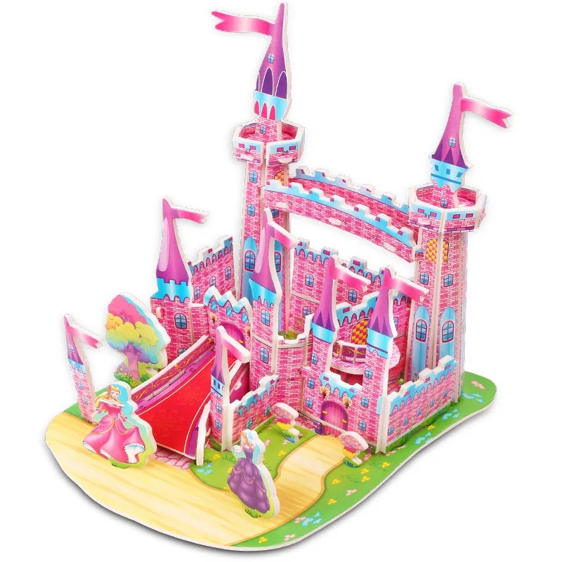 Puzzle36 3D DIY Головоломка ЗАМОК модель мультфильм 3D дом игрушки для детей интеллект Раннее Образование Строительный узор детские игрушки - Цвет: Puzzle36