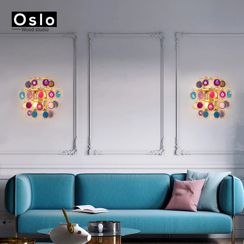 Современный цветной настенный светильник из агата креативный роскошный для