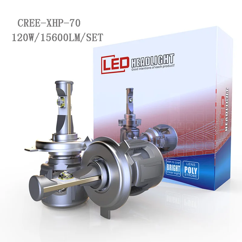 Alory X70 C REE XHP70 H4 H7 H11 H8 9012 (HIR2) 120 Вт Turbo светодио дный фар автомобиля луковицы D1S D2S D3S D4S