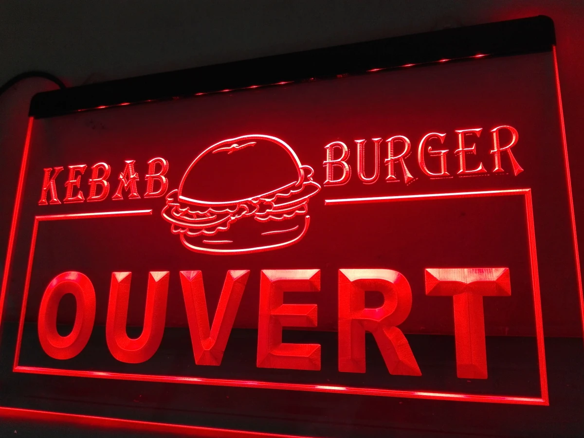 

LB868- Ouvert Kebab Burger Enseigne Lumineuse Neon Sign home decor crafts