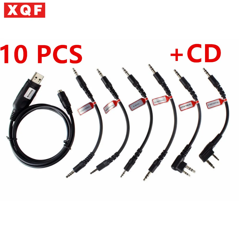 XQF 10 шт. 6 в 1 USB кабель для программирования Motorola YAESU HYT ICOM BAOFENG KENWO двухстороннее