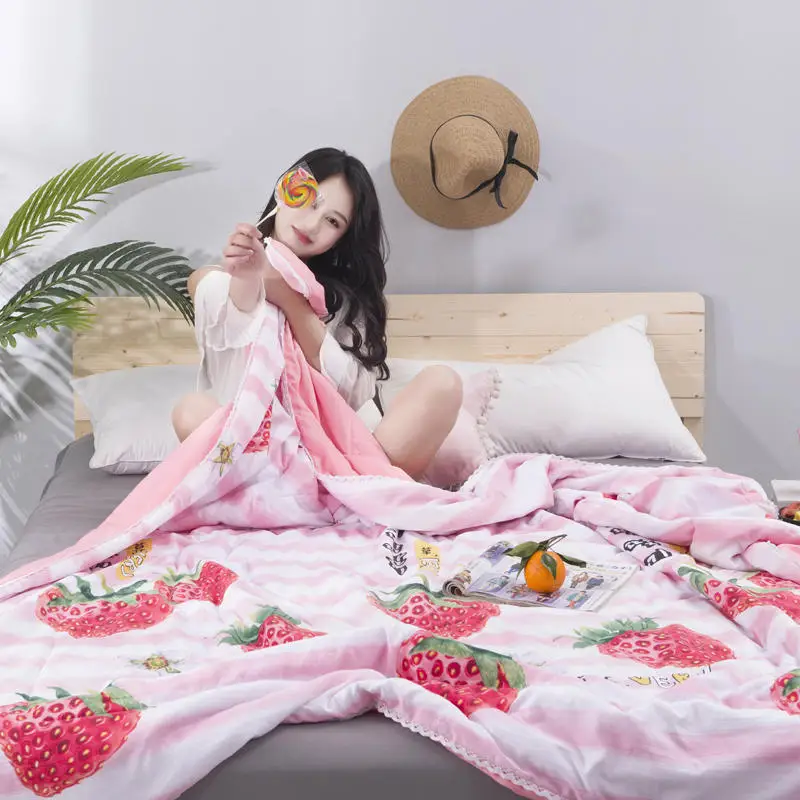 Leaf Pattern Soft Skin-friendly Summer Duvet Washed Cotton Thin Quilt Children Adults Duvet Pillowcase Wholesale(200x230cm