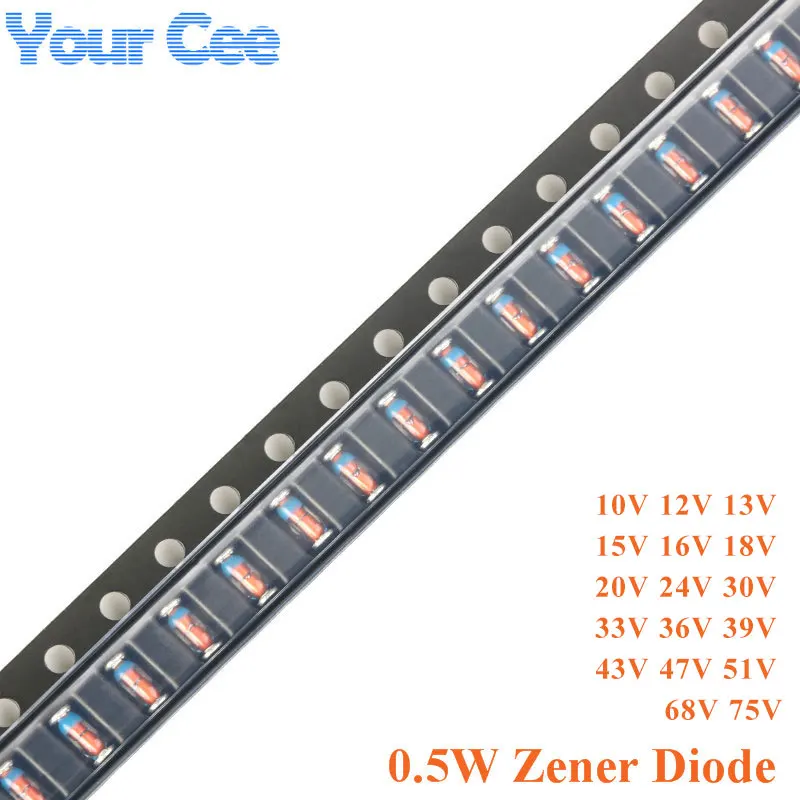 20 шт. 1/2 Вт 0 5 SMD Диод Зенера 10 в 12 В 13 15 16 18 24 30 33 36 39 43 47 51 68 75 в|Диоды| |