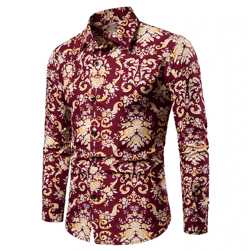 New Fashion Brand Camisa Masculina Long Sleeve Hawaiian Shirt Men Summer Casual Formal Male Dress EU Size M-4XL | Мужская одежда
