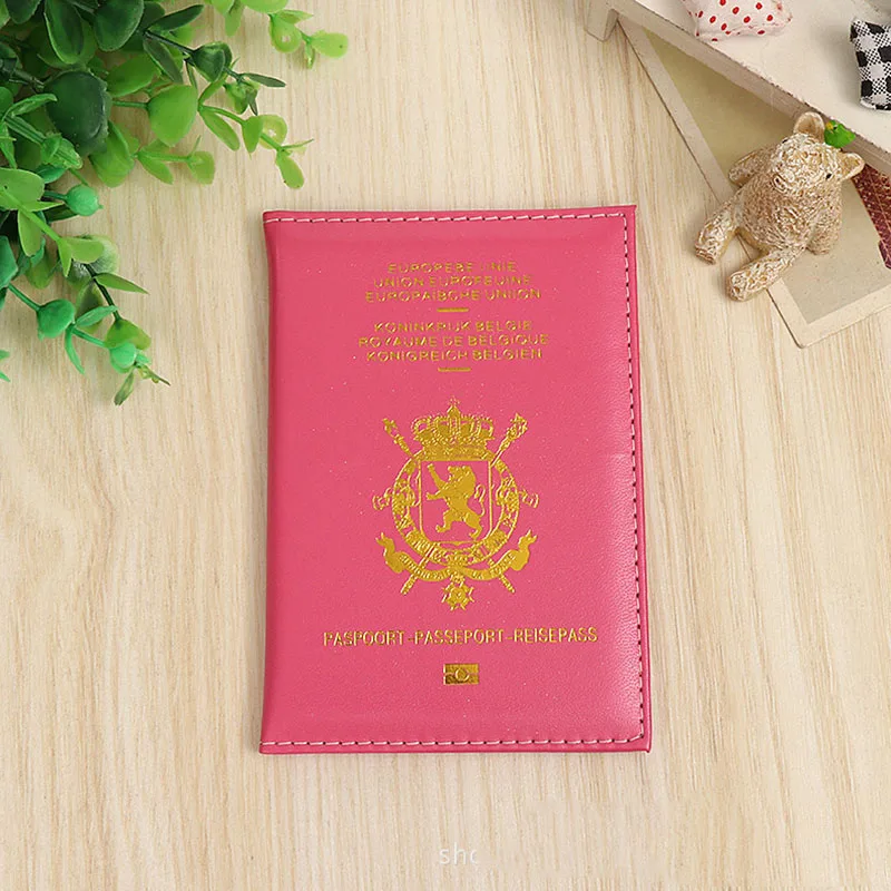 Rose Belgie из искусственной кожи Обложка для паспорта для женщин мужчин Бельгия Обложка для паспорта Belgien - Цвет: Rose