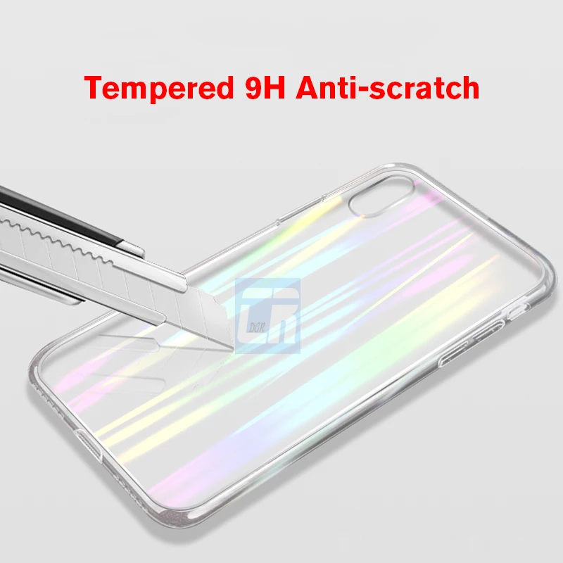 Luxury Rainbow Color Tempered Glass Case for iPhone XR XS MAX Protective Back 8 7 6 6S Plus Silicone Hard Cover |