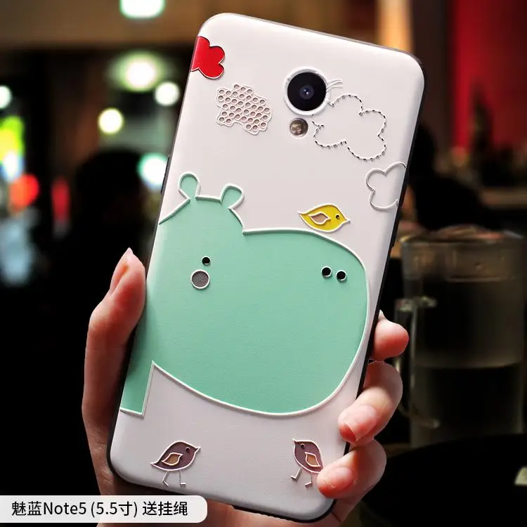 Graffiti cartoon owl rabbit hippo lion Elephant oil painting embossed Relief case For meizu m5 note m6 cover |