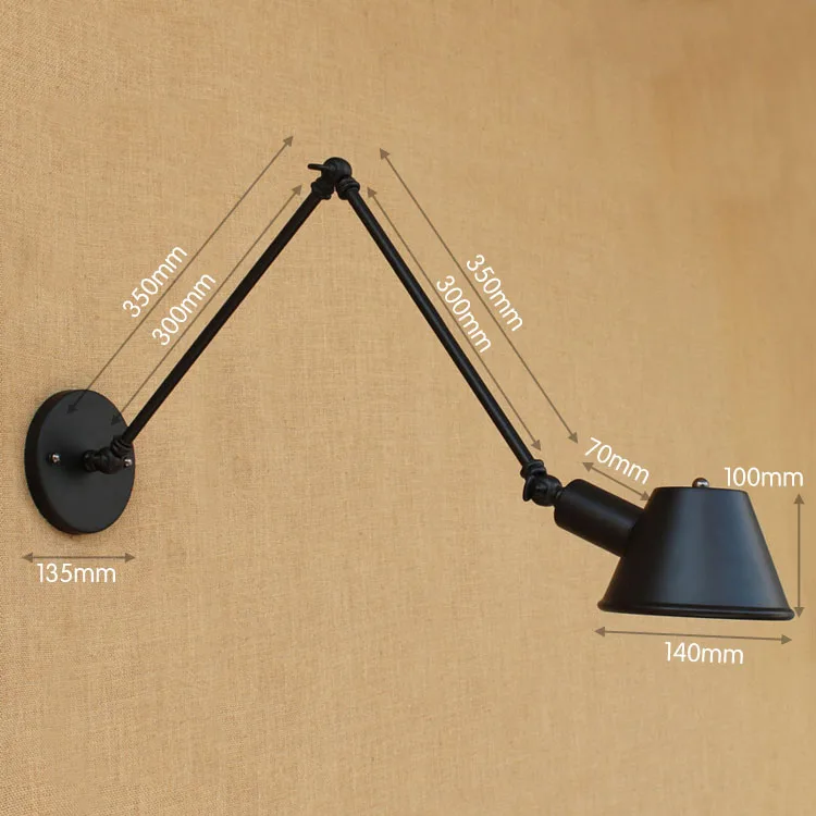 1 IWHD Золотой винтажный светодиодный настенный светильник под старину Wandlamp Ретро Свинг настенная лампа с длинным кронштейном Эдисона настенное бра Лофт промышленный стиль - Цвет абажура: 1