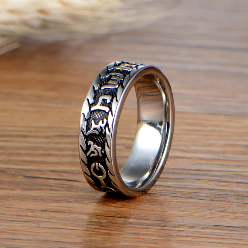Men's Rings Size #7-#13 Titanium Sanskirt Mantra Words Retro Jewelry Vintage Band Ring for Men VR136 | Украшения и аксессуары