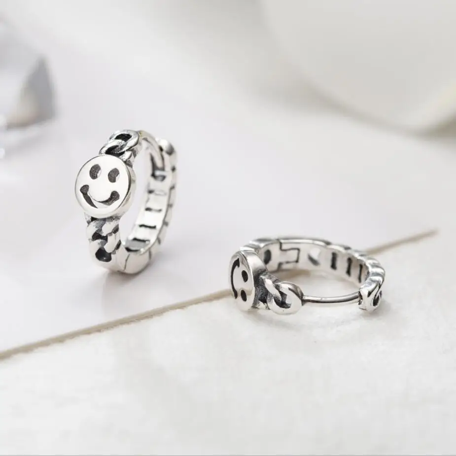 Серьги кольца из серебра 925 пробы с улыбкой|Серьги-кольца| |