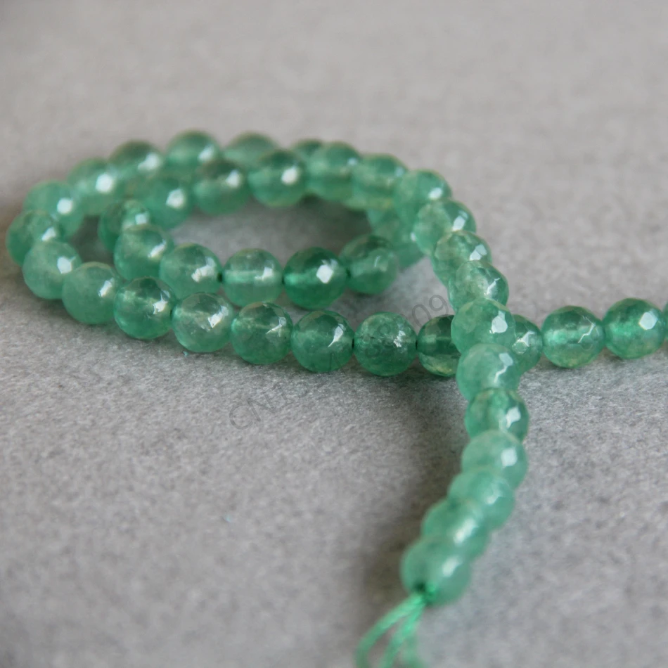 

Exquisite 8mm Aventurine Quartz Accessory Parts Faceted Green Beads Round DIY Semi Precious Stones 15inch Jewelry Making Design