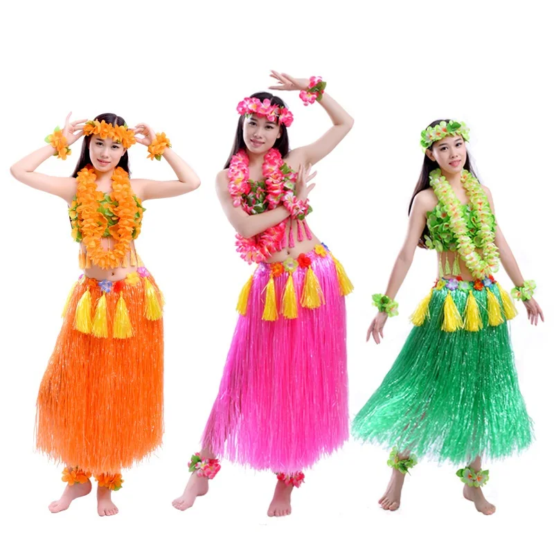 

Thick Pendant Adult Women Grass Skirts Hula Skirt Hawaiian costumes Lei Headband Garland Bra Hula Dress Skirt Hawaii Decoration