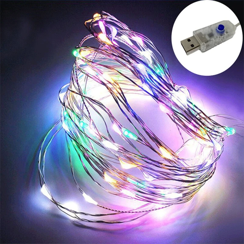Водонепроницаемая светодиодная гирлянда RGB 5 м 50 светодиодов 10 100 4 в USB сказочный