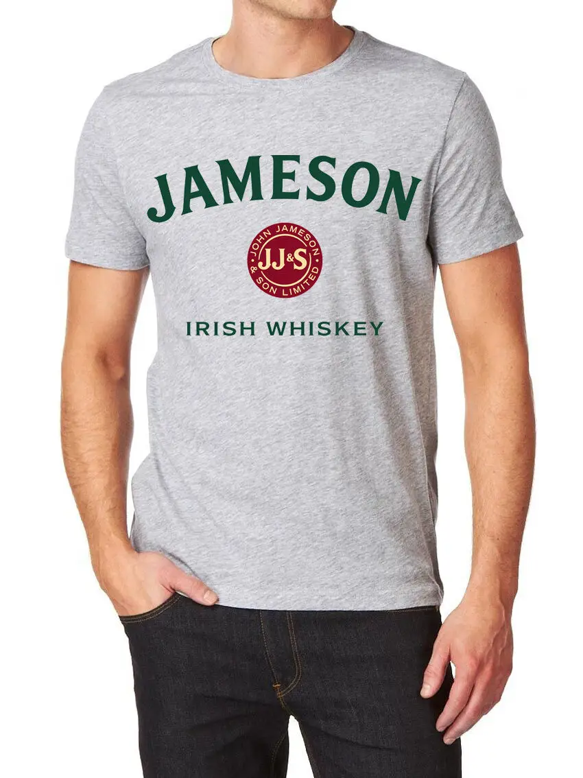 Jameson Irish Whiskey LOGO FRUIT OF THE LOOM T-SHIR S-XXL GREY WHITE | Мужская одежда
