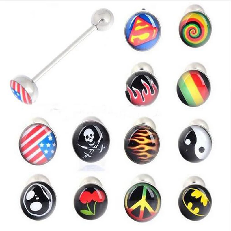 1 шт. Новые модные стальные затычки для ушей, расширители языка, штанги, штанги-штыри, пирсинг-кольца, ювелирные изделия на теле.