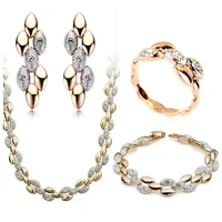 austrian crystal jewelry luxury jewelry famous brand gold color grain jewelry set four piec set free shipping
