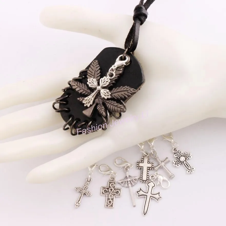 

Crucifix Cross Religious Clasp European Lobster Trigger Clip On Charm Beads CM9 16pcs 8styles Zinc Alloy