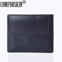comforskin business men wallets cow leather 2021 brand designer patchwork retro bi fold folio male coin purse man card wallets