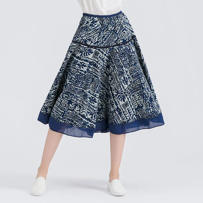 GOPLUS Fashion Autumn boho floral Print Skirt Women High Waist plus size befree Beach Maxi Casual Vintag long female | Женская одежда