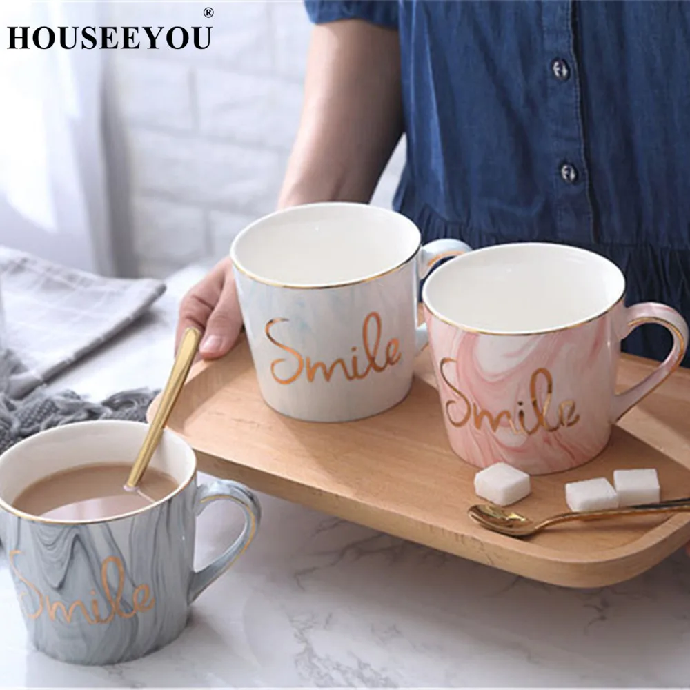 HOUSEEYOU ручная роспись натуральный мрамор фарфор кофейные чашки пара кружка с