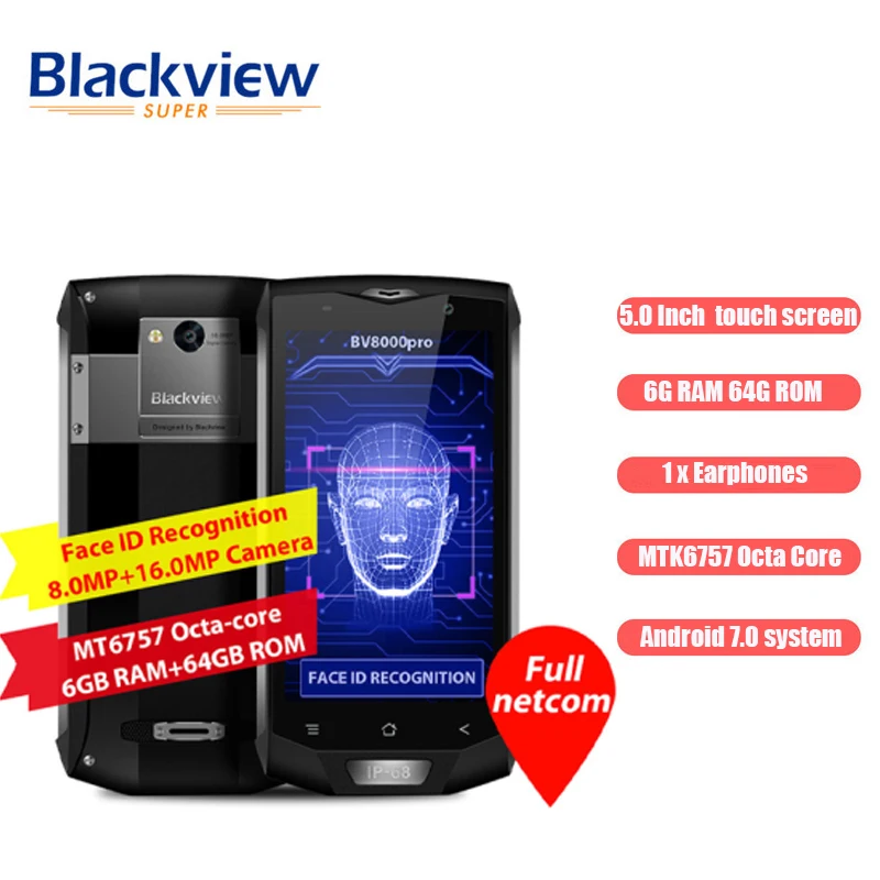 Blackview BV8000 Pro IP68 Водонепроницаемый 5 0 дюймов смартфон 6 г Оперативная память 64