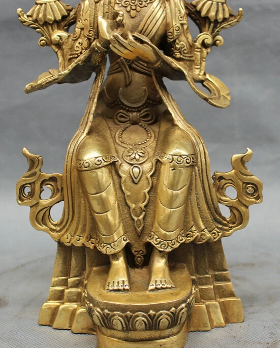 12 дюймов тибетская латунная буддистская статуя Будды Maitreya Kwan-Yin GuanYin богиня тара 29