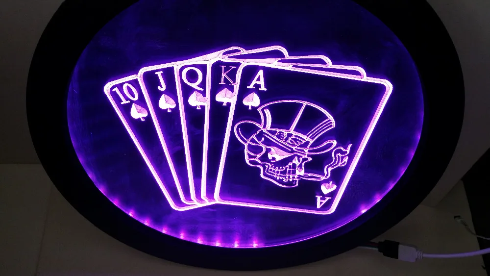 Игровая неоновая подсветка Royal Flush для казино покерной игры мужская пещера с