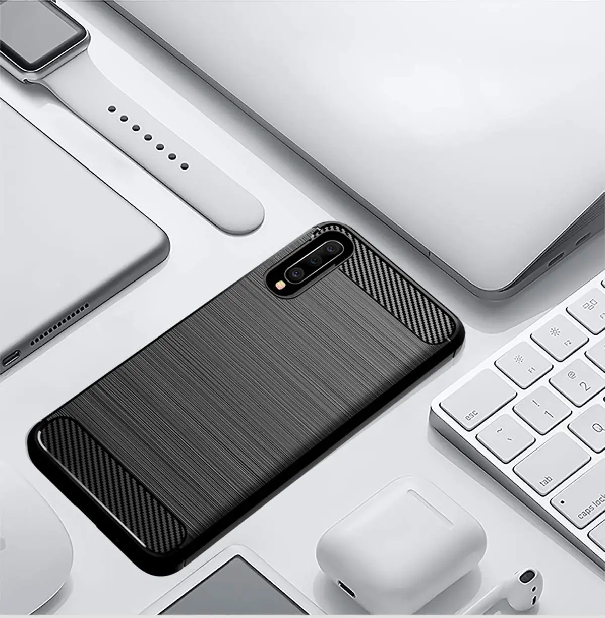 Silicone Case Cover Soft Carbon Fiber for Samsung Galaxy A10 A20 A30 A40 A50 A70 Phone M10 M20 M30 | Мобильные телефоны и