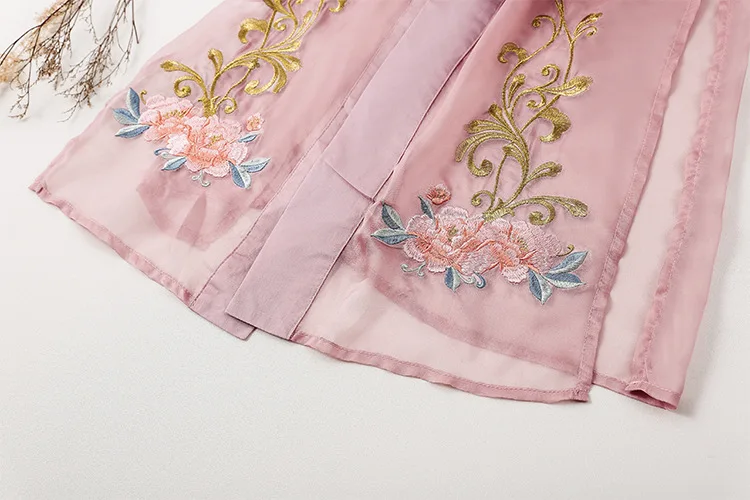 Perfect Conjugal Bliss-Elegant Woman's Hanfu Chinese Tradition Style Chiffon Vintage Gorgerous Dress 4Pcs Set Fairy Kei