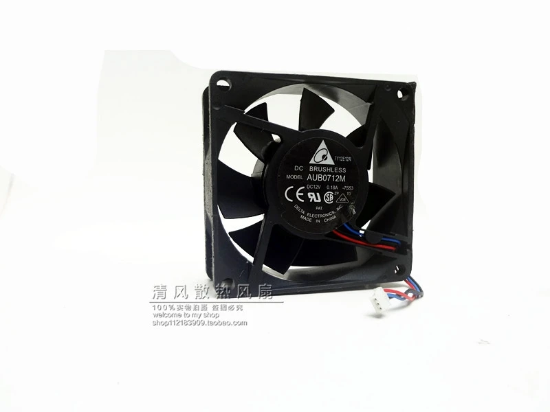 Квадратный охлаждающий вентилятор для сервера Delta AUB0712M, -7S53, 12 В, 0,18 А, 3-проводной 3-контактный разъем, 60 мм