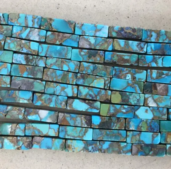 4X13MM Square Copper Очень стильные натуральные зеленые бирюзовые китайские Hubei оригинальные натуральные неокрашенные свободные бусины, лечебная сила, ювелирные изделия, отличный подарок - Цвет: 4X13MM Square Copper