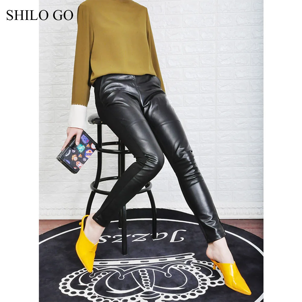 Женские кожаные брюки SHILO GO летние модные из натуральной овчины с высокой талией