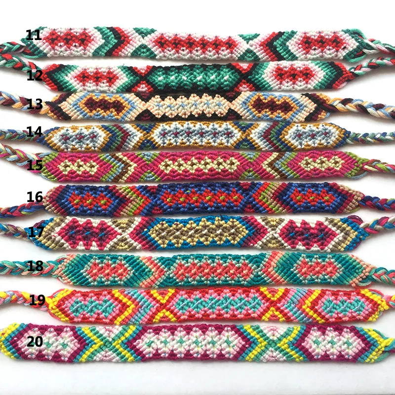 10pcs/lot Assorted Bohemian Friendship Bracelet Braided Thread Cord Weave Woven Women Men Handmade Ethnic Bracelets NO.11-20 | Украшения и