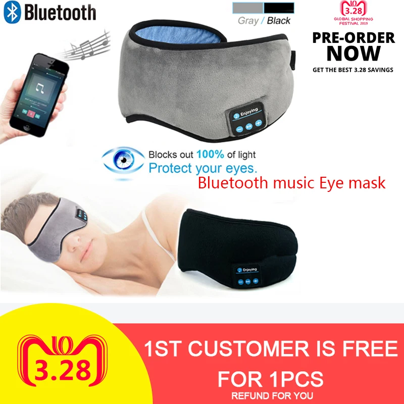 Популярные беспроводные стерео Bluetooth наушники маска для сна держатель телефона мягкие наушники для сна маска для сна Музыкальная гарнитура