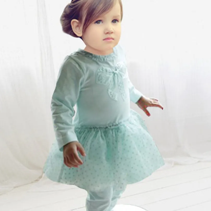 Розничная продажа комплект одежды для маленьких девочек хлопковый Кружевной