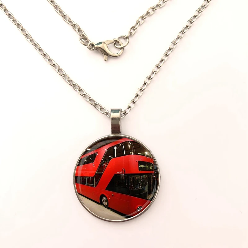 GDRGYB 2019 EJ Glaze Jewelry Fashion Statement Glass Pendant necklace For Women Kids Old London Montage Red Double Decker Bus | Украшения и