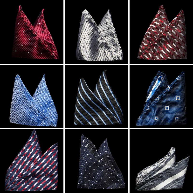 

Luxury Men's Polyester Silk Handkerchief Pocket Square Vintage Polka Dot Hankies Wedding Party Chest Towel 22*22CM