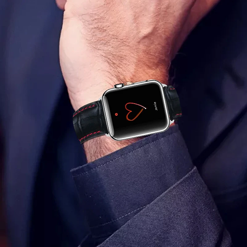 Кожаный ремешок AKGLEADER для Apple iWatch из натуральной кожи с складной пряжкой Watch Series 1 2